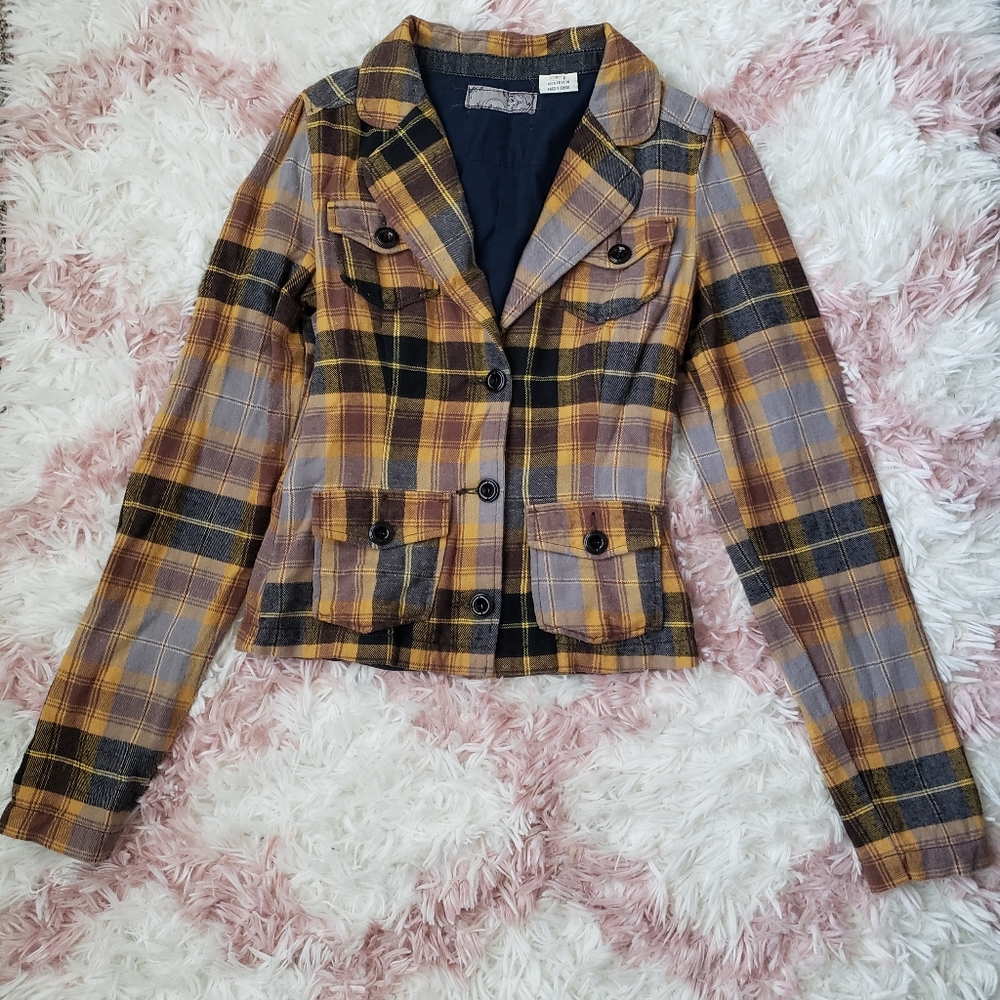 Plaid Blazer Yellow and Black